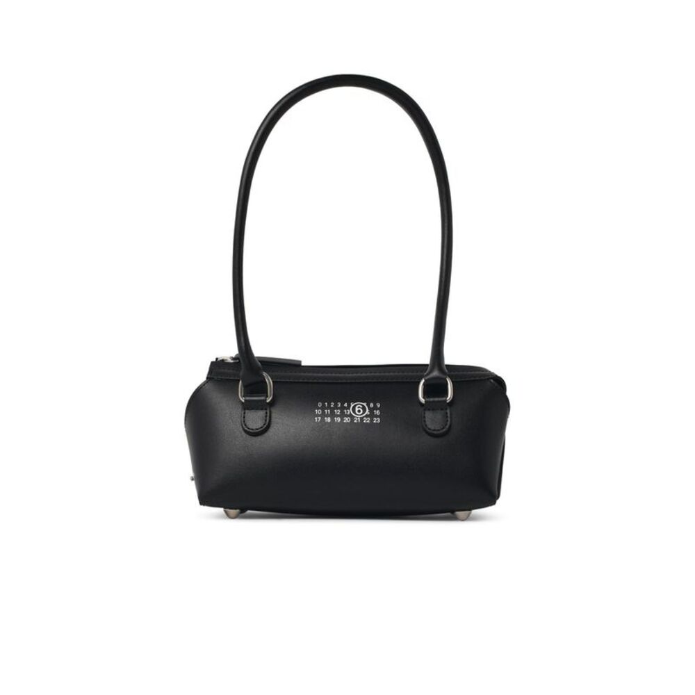 Mm6 Maison Margiela Mini Top Bag In Black Leather Women